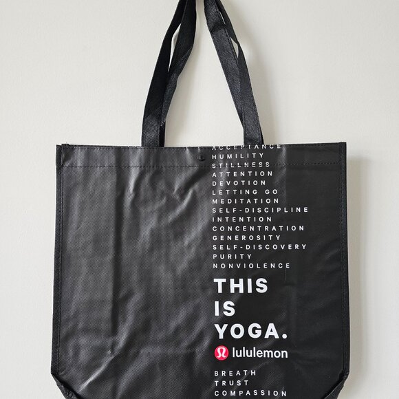 3 x New LULULEMON 1 Black, 1 Red, 1 White THIS IS YOGA Reusable Bags Large - Picture 4 of 7
